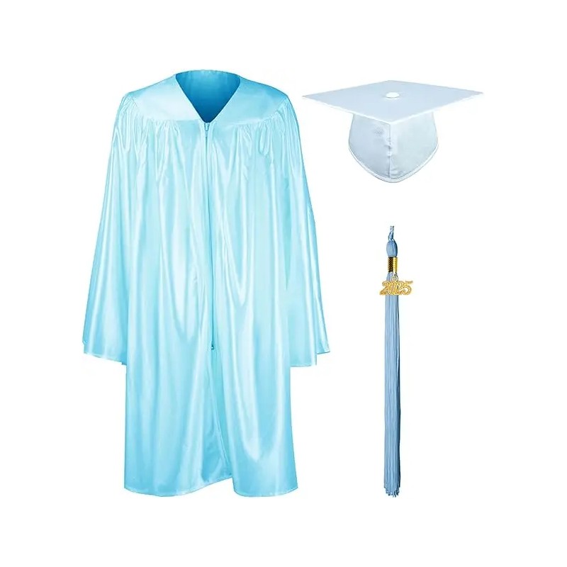 Shiny Kindergarten & Preschool Graduation Gown Cap Set with 2025