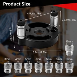 Woodworking Drill Hole Locator, Pocket Hole Punch Bring 8-Hole 3/4/5/6/7/8/9/10 mm Drill Bushings, Drilling Aid Vertical Drilling, Vertical Dowel Gauge, for Solid Wood, Hardwood