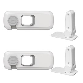 2 Child Safety Locks and 2 Anti-Opening Door Stops, Furniture Accessories, Anti-Pinch Protection Locks for Cupboards, Drawers, Refrigerators