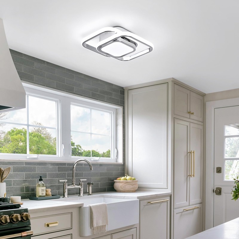 CANEOE Square Hallway Ceiling Light Fixtures,6000K Cool White Modern Flush