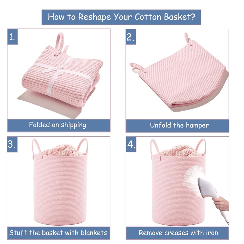 MOJOSCEND 15Dx20H inches Large Pink Hamper Laundry Basket for Baby