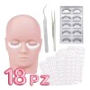 Kit Práctica Extension Pestañas Pinzas Maniquí Parche Lash F