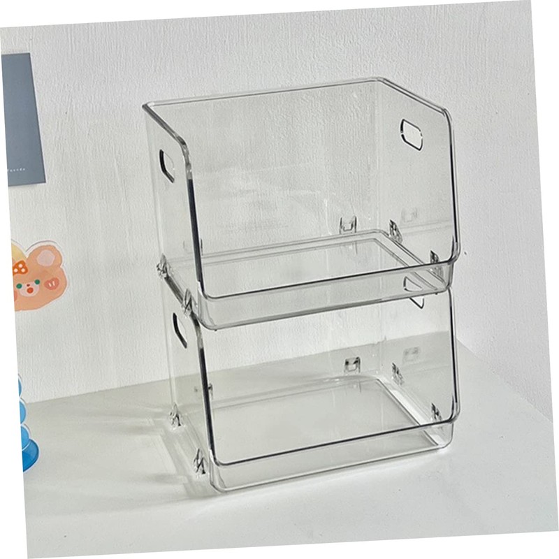 LABRIMP Storage Boxes Lids 2pcs Clear Stackable Storage Cubes Makeup