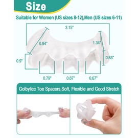 Golbylicc 2 Pairs Toe Spacers Gel Silicone Toe Separators for Women Men to Correct Bunion Toes, Hammer Toes, Soft Big Toe Straightener Toe Corrector Toe Spreader for Feet Relief, Plantar Fasciitis