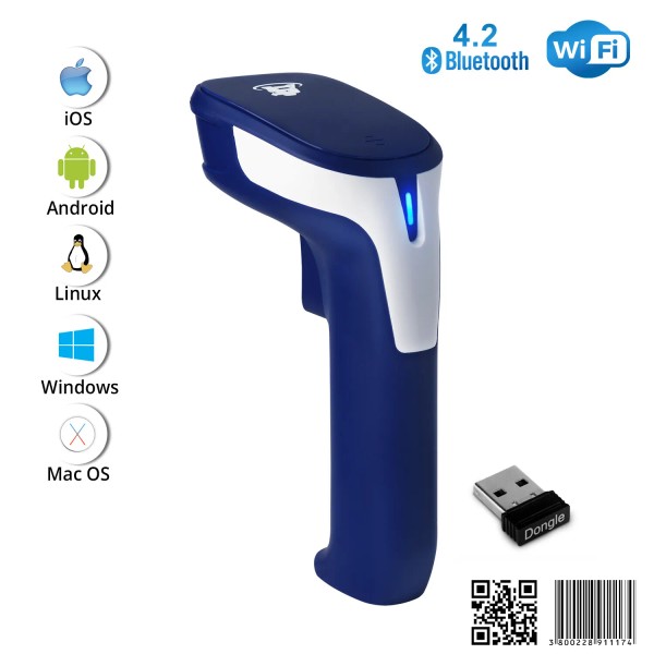 ScanAvenger 1D/2D Wireless Bluetooth Barcode Scanner: 3-in-1 Handheld, USB QR