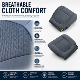 NLQR Steel Gray Front Driver and Passenger Side Bottom Replacement Cloth Seat Covers Compatible with Ford F150 XL XLT STX XTR 2011-2014 Single Cab SuperCab SuperCrew