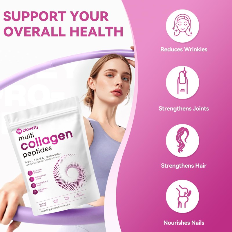 Mclovefy Multi Collagen Peptides Powder, 16 Oz (41 Servings) -