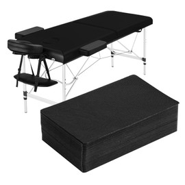 Massage Table Sheets Waterproof and Oil Proof Disposable SPA Bed Sheets Non-Woven Fabric Lash Bed Cover 31" X 70" (20 Black)