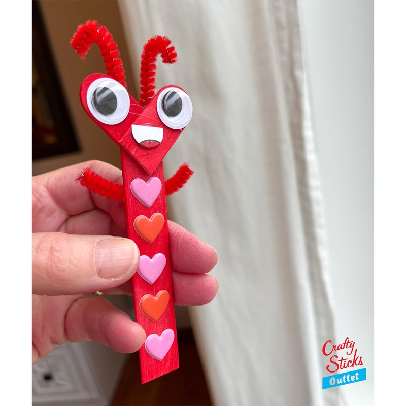 CraftySticks 100 Pack 6 Inch Red Color Jumbo Wood Popsicle