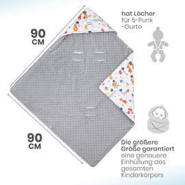 Bebamour Baby Car Seat Blanket Footmuff Universal Baby Blanket for Newborn Baby Swaddle Blanket, Animal