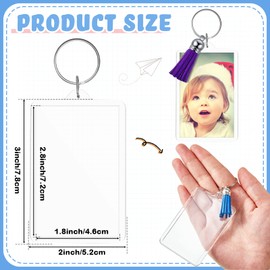 Henoyso 24 Sets Rectangle Acrylic Keychain Blanks Acrylic Photo Keychain Accessories with Keychain Tassels (2x3 Inch)