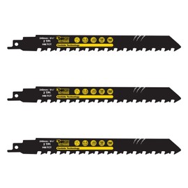 3 x SabreCut SCRS1543HM_3 Tungsten Carbide 240mm 2 TPI S1543HM Small Bricks Poroton Fibre Cement Concrete Straight Cutting Reciprocating Sabre Saw Compatible with Bosch Dewalt Makita and many others