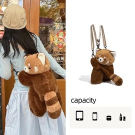 AWXZOM red panda bag Red Panda Plush Backpack cute Animal Plush Shoulder Bag 2 way bag backpack or shoulder bag