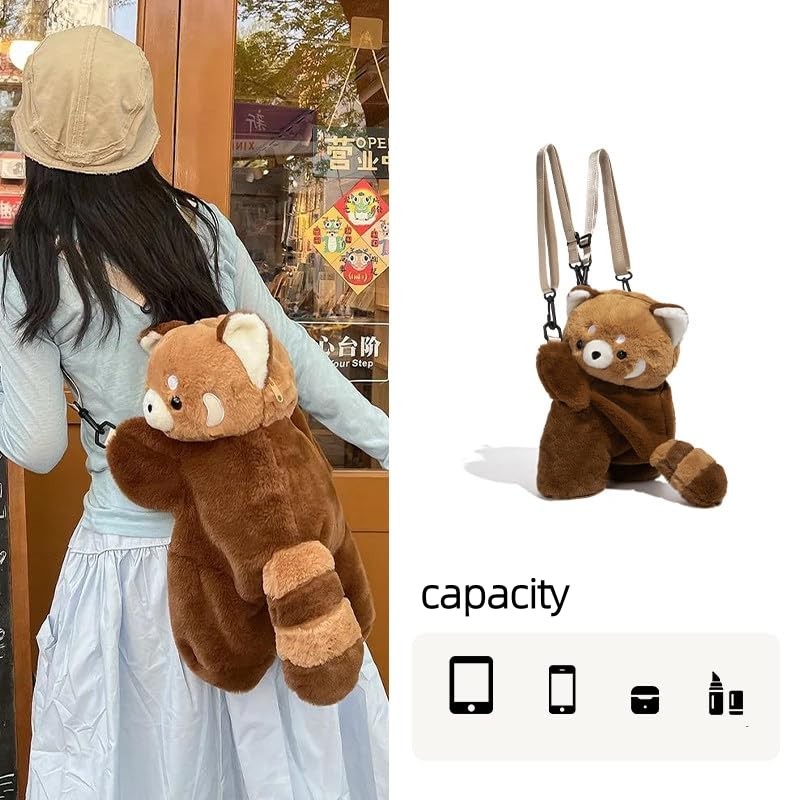 AWXZOM red panda bag Red Panda Plush Backpack cute Animal
