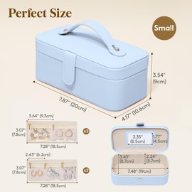 Lifewit Travel Jewelry Case with Mirror and Handle, Jewelry Box with 4 Pcs Jewelry Organizer Zipper Pocket for Earrings/Rings/Necklaces, Portable Mini Jewelry Storage, Gift for Women Girls, Blue