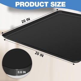 ToLanbbt Mini Fridge Silicone Mat - 20" x 20" x 0.6" Mini Fridge Drip Tray Under Refrigerator Mat Carpet Floor Protector, Leak-Resistant Portable AC Pan for Washing Machine Dishwasher Dryers, Black