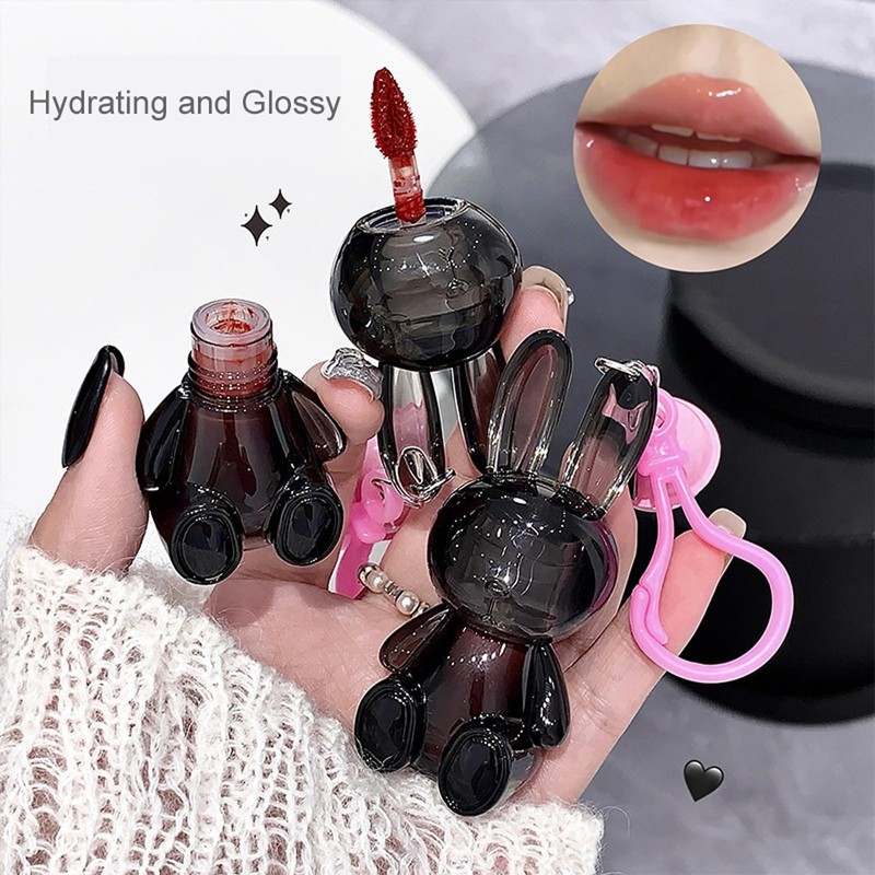 DENESTUP 3Pcs Bunny Hydrating Lip Gloss Set, Jelly Liquid Lipsticks