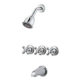 Pfister LG01-8CBC 3 Tub & Shower Faucet with Metal Cross Handles (Valve Sold Separately), 1.8 gpm, Polished Chrome