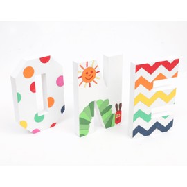 Caterpillar One Letter Sign - Baby 1st Birthday Decorations,Hungry Caterpillar ONE 3D Letters,Colorful Hand Drawn Rainbow Caterpillar One Sign,First Birthday Photo Props