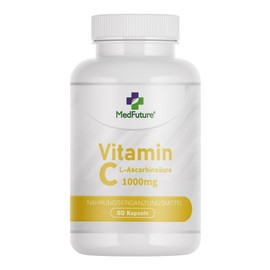 Vitamin C 1000 mg - High Dose - 60 Capsules - No Additives - Vitamin C Capsules for the Immune System - Laboratory Tested - Made in EU
