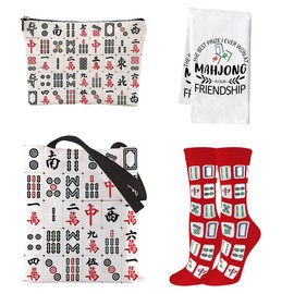 CORNER RUNNER Mahjong Gifts for Women – 4 PCS Mahjong Lover Gifts Set with Socks – Birthday for Mom Friends and Her