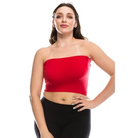 Kurve Plus Size The Excellent Stretchy Tube Top, UV Protective Fabric UPF 50+ (Made with Love in The USA), Red, 1X-2X