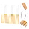 IWOWHERO 15Pcs Wooden Hook Needle Threader Kit for Hair Extensions