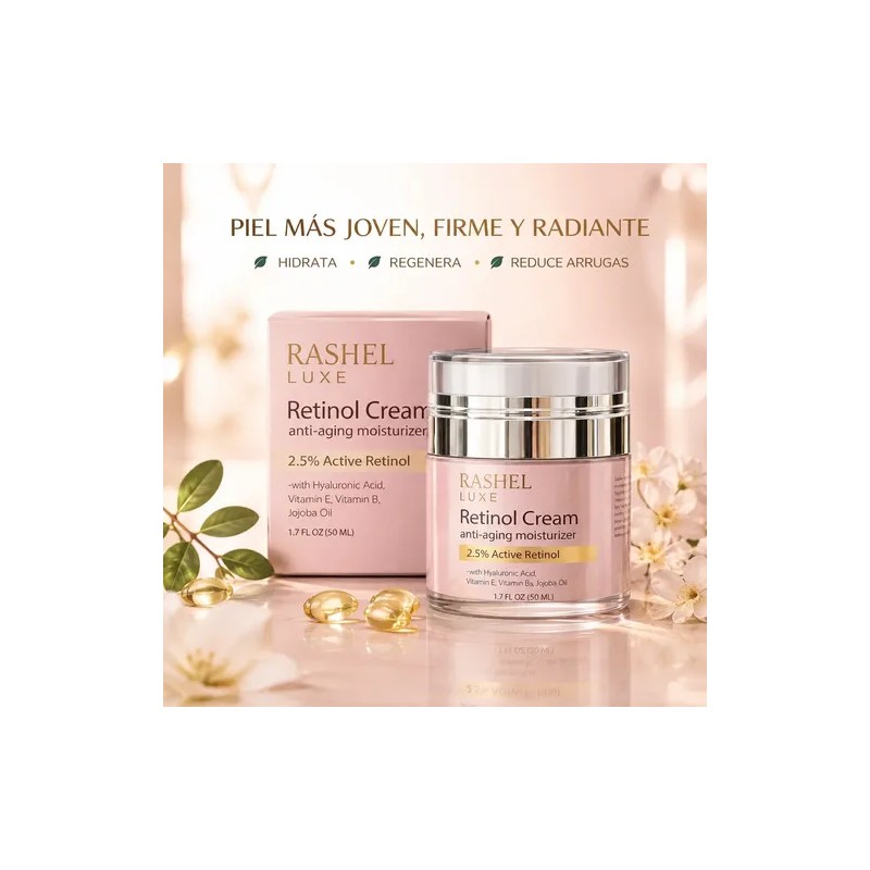 Crema Retinol, 2.5, Vitamina E Y B5, Aceite Jojoba, Arrugas