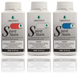 Peachtree Woodworking Supply Chestnut Spirit Stain Patriot Pack with 1 Bottle of Red, White and Royal Blue Rainbow Colors • Each 250ml
