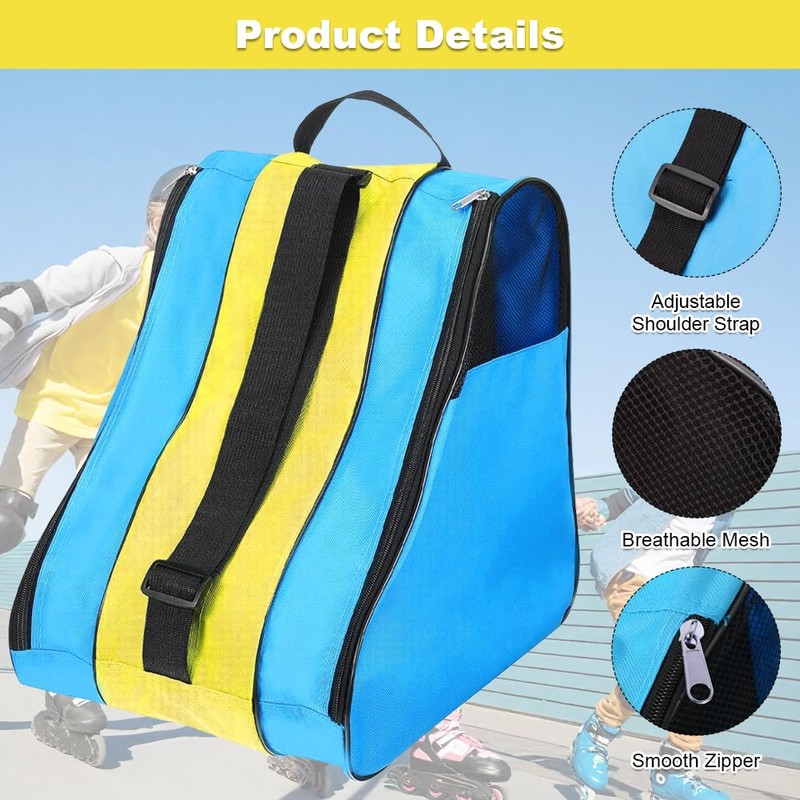 YWKJDDM Roller Skate Bag, Unisex Ice Skate Bag with Adjustable