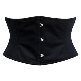 Dewans Corset Steel Boned Corset Womens Underbust Waspie Corset Heavy Duty Cincher Short Torso Corset (US, Alpha, Medium, Regular, Regular, Black Cotton)