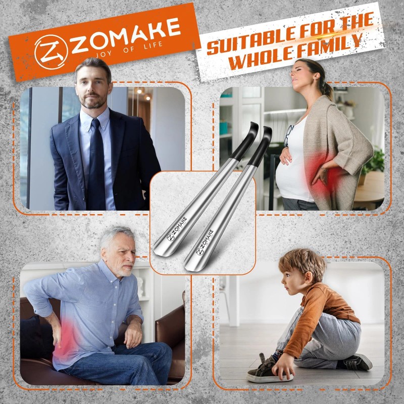 Zomake Shoe Horn Long Handle For Seniors 2 Pack,metal Long