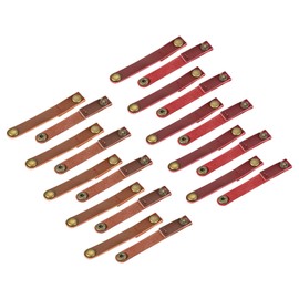 MECCANIXITY Pack of 20 Leather Cable Straps Cable Ties, Cord Organizer, Portable Cable Management for USB Cables, Headphone Wires, Light Brown/Wine Red