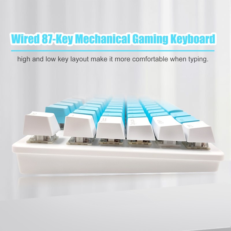 biojee Wired 87-Key Mechanical Gaming Keyboard Rainbow Backlit Keyboard For