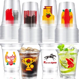 40 Pcs Derby Day Party Cups Kentucky Horse Racing Party Disposable Clear Cups 12 OZ for Derby Party Decorations Supplies