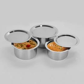 Sumeet Stainless Steel Cookware Set With Lid, 1L, 1.4L, 1.8L, 3 Piece (White)