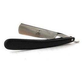 GBS Shave Ready - Cuchilla de afeitar recta de 5/8 pulgadas con acabado de madera negra, rasuradora recta y apósito, hecha a mano, afilada, corte alto