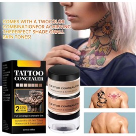 Waterproof Tattoo Cover Up Makeup with Full Coverage, Bruises, and Tattoos. Body Makeup Concealer Set for Men and Women