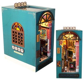 DIY Book Nook Kit with LED Light,DIY Wooden Dolls House Kits Build Crafts for Adults, DIY Miniature House Furniture Kit 1:24 Scale