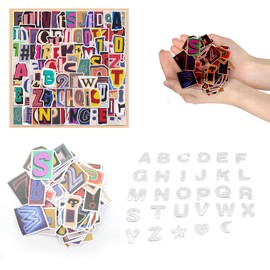 LINTRA, 229 Stück Buchstaben Sticker, Selbstklebend Buchstaben Aufkleber, Vintage Sticker für Fotoalbum, 2 Styles Selbstklebende Buchstaben, für DIY Scrapbooking, Journaling