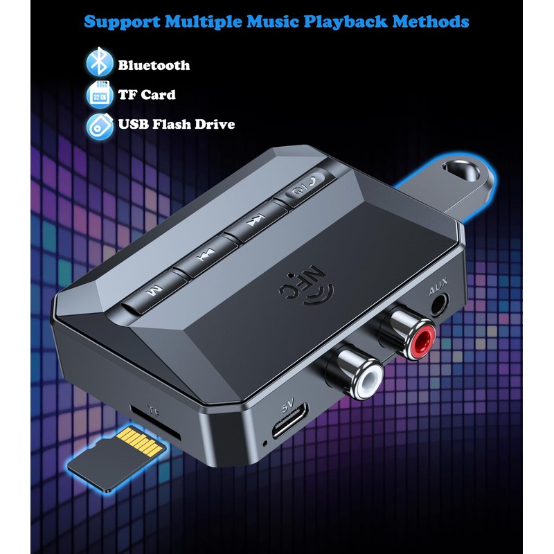 KAIY Bluetooth Receiver for Home Stereo, Bluetooth to RCA Adapter