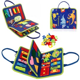 ANJUN Activity Board for Children, Educational Toy, Motor Skills Board Toy for Toddlers, Learning Basic Life, Clothing Skills with Buckles and Clasps, Business Board for Toddlers 1-3 Years