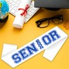 6PCS White Senior 2026 Sashes with Royal Blue Glitter Printing