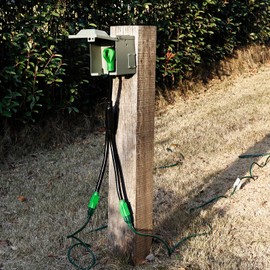 RVGUARD RV Y Adapter Cord with Handle 30 Amp TT-30 Male Plug to Two 15 Amp 5-15 Female, Green