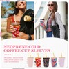 3PC Reusable Neoprene Iced Coffee Sleeve with Strap & Charms