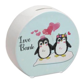 Penguin Love Bank Money Box Cute Couple Piggy Bank to Save on a Dream Together for Wedding, Engagement, Honeymoon, Holiday, Wedding Ring