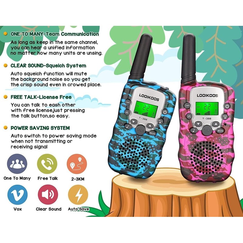 LOOIKOOS Walkie Talkies for Kids, 3 KMs Long Range Children.