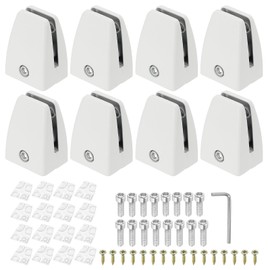 PATIKIL 1.7x1.1x2.4" Desk Divider Support Clamp, 8 Pcs Aluminum Desk Shield Clamp Desk Divider Partition Sneeze Guard Bracket for Office Home Desk Panel, Matte White