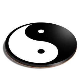 1 x Round Coaster - Yin Yang Symbol Philosophy Cork Backed MDF Glossy Tea Coffee Accessory #4396