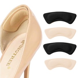 Anti-chafing pads heel pads pumps heels slip off protection anti slip protection anti blisters 2 pcs black & 2 beige suitable for anti-grinding feet, anti-heels, high heels, leather shoes